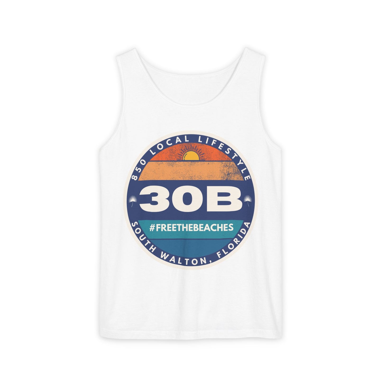 30B Sunset 1 #FreeTheBeaches Tank Top