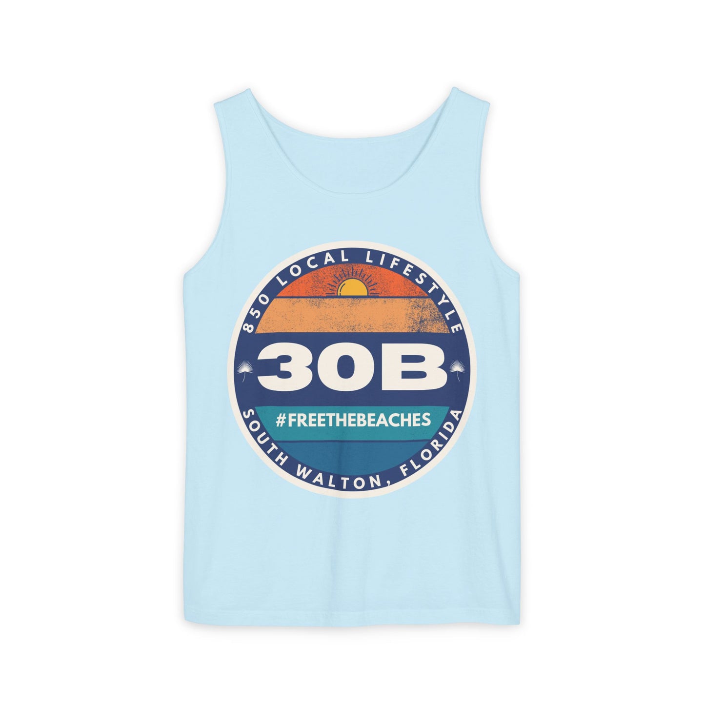 30B Sunset 1 #FreeTheBeaches Tank Top