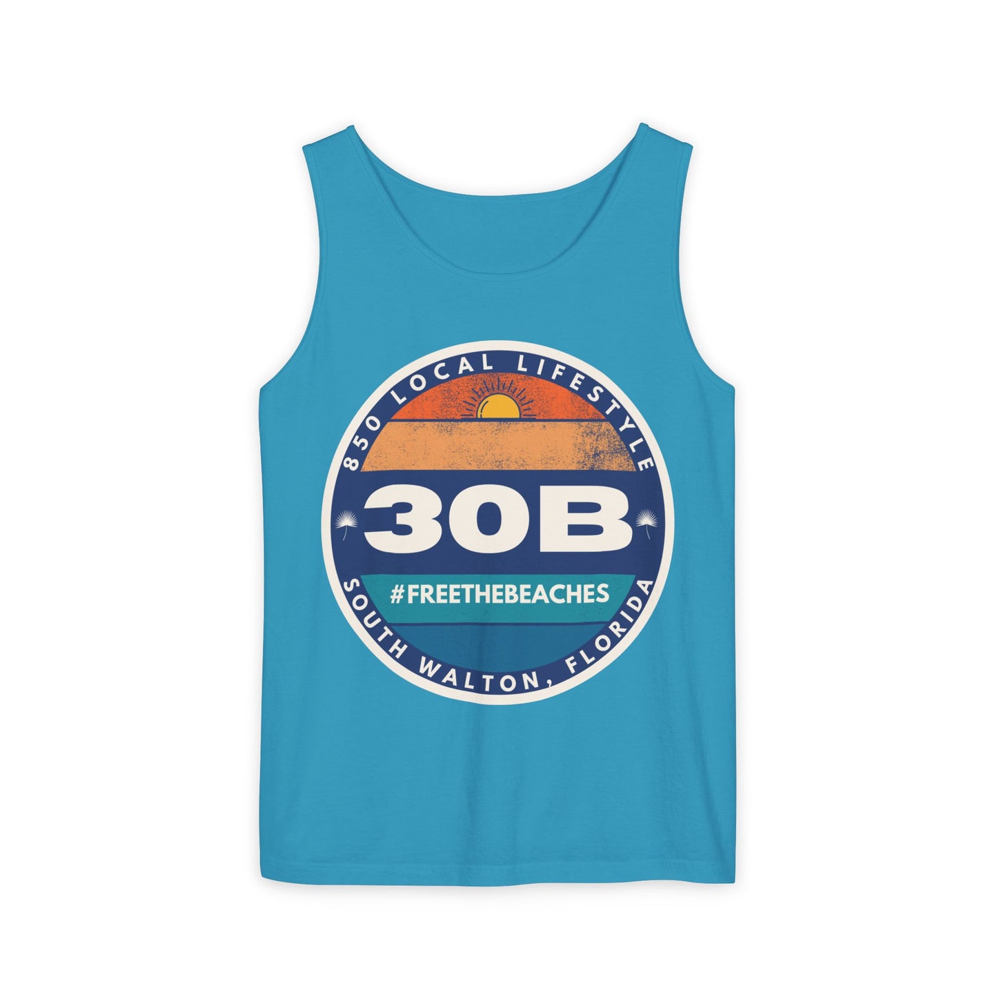 30B Sunset 1 #FreeTheBeaches Tank Top